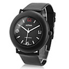 Unisex Leather Analog Quartz Wrist Watch 0687S (Black)