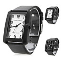 Unisex Leather Analog Quartz Wrist Watch 2354H (Black)