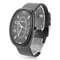 Unisex Leather Analog Quartz Wrist Watch (Black)
