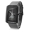 Unisex Leather Analog Quartz Wrist Watch with Eiffel Tower Pattern (Black)