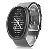 Unisex Leather Analog Quartz Wrist Watch with Elliptical Case 2333C (Black)
