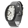 Unisex Leather Analog Quartz Wrist Watch with Elliptical Case (Black)