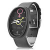 Unisex Leather Analog Quartz Wrist Watch with Elliptical Case (Black)