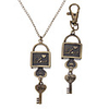 Unisex Lock Love Style Alloy Analog Quartz Keychain Necklace Watch (Bronze)