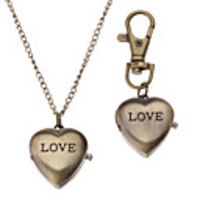 Unisex LOVE Style Alloy Analog Quartz Keychain Necklace Watch (Bronze)