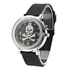 Unisex Metal Dial Design Silicone Analog Quartz Wrist Watch with Skeleton (Black)