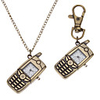 Unisex Mobile Phone Style Alloy Analog Quartz Keychain Necklace Watch (Bronze)