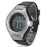 Unisex Multi-Functional Style Noctilucent Rubber Digital LED Wrist Watch with Heart Rate Monitor (Black)