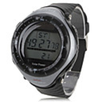 Unisex Multi-Functional Style Solar Power Rubber Digital LED Wrist Watch (Black)
