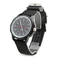 Unisex Outdoor Sports Style Fabric Analog Quartz Wrist Watch with Compass (Black)