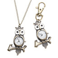Unisex Owl Style Alloy Analog Quartz Keychain Necklace Watch (Bronze)