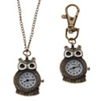 Unisex Owl Style Alloy Analog Quartz Keychain Necklace Watch (Bronze)