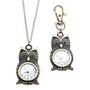 Unisex Owl Style Alloy Analog Quartz Keychain Necklace Watch (Bronze)