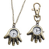Unisex Palm Style Alloy Analog Quartz Keychain Necklace Watch (Bronze)