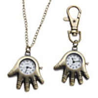 Unisex Palm Style Alloy Analog Quartz Keychain Necklace Watch (Bronze)