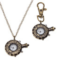 Unisex Perfume Bottle Style Alloy Analog Quartz Keychain Necklace Watch (Bronze)