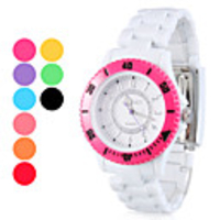 Unisex Plastic Analog Quartz Wrist Watch (White)
