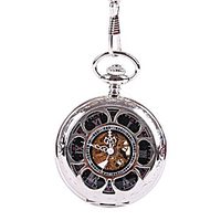 Unisex Pocket Watch Mechanical manual-winding Casual Hollow Engraving Analog Silver / Titanium Alloy
