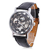 Unisex PU Analog Mechanical Fashionable Watch (Black)