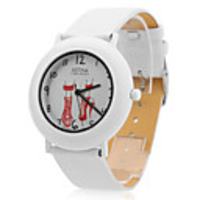 Unisex PU Analog Quartz Wrist Watch 0687D (White)
