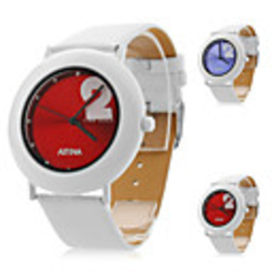 Unisex PU Analog Quartz Wrist Watch 0687H (White)