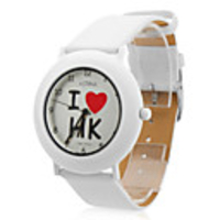 Unisex PU Analog Quartz Wrist Watch 0687K (White)