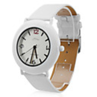 Unisex PU Analog Quartz Wrist Watch 0687M (White)