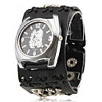 Unisex PU Analog Quartz Wrist Watch (Black)