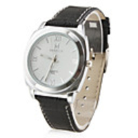 Unisex PU Analog Quartz Wrist Watch (Black)