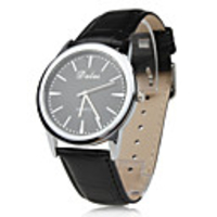 Unisex PU Analog Quartz Wrist Watch (Black)