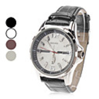 Unisex PU Analog Quartz Wrist Watch with Calendar (Assorted Colors)