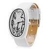 Unisex PU Analog Quartz Wrist Watch with Elliptical Case 2333 (White)