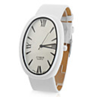Unisex PU Analog Quartz Wrist Watch with Elliptical Case gz1016 (White)