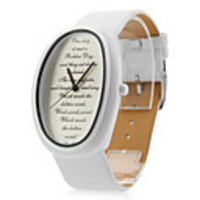 Unisex PU Analog Quartz Wrist Watch with Elliptical Case gz1026 (White)