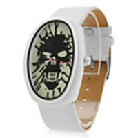 Unisex PU Analog Quartz Wrist Watch with Elliptical Case gz1027 (White)