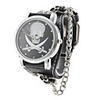 Unisex PU Analog Quartz Wrist Watch with Skeleton (Black)