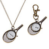 Unisex Racket Style Alloy Analog Quartz Keychain Necklace Watch (Bronze)