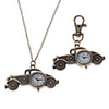 Unisex Retro Car Style Alloy Analog Quartz Keychain Necklace Watch (Bronze)