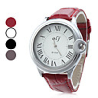 Unisex Roman Number Style PU Analog Quartz Wrist Watch (Assorted Colors)