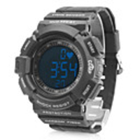 Unisex Rubber Digital LED Wrist Cycling Sports Watch with Heart Rate (Black)