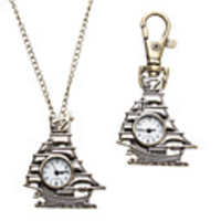 Unisex Sailboat Style Alloy Analog Quartz Keychain Necklace Watch (Bronze)