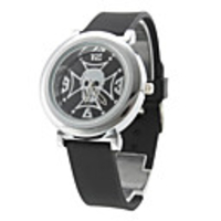 Unisex Silicone Analog Quartz Wrist Watch with Metal Dial Design (Black)