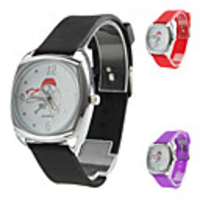 Unisex Silicone Analog Quartz Wrist Watch with Red Hood (Assorted Colors)