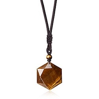 unisex size tiger eye star of david hexagram stones pendant necklace