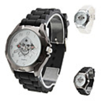 Unisex Skeleton Design Silicone Analog Quartz Wrist Watch (Assorted Colors)