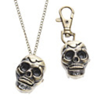 Unisex Skeleton Style Alloy Analog Quartz Keychain Necklace Watch (Bronze)
