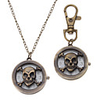Unisex Skeleton Style Alloy Analog Quartz Keychain Necklace Watch (Bronze)