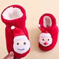 Unisex Slippers Flip-Flops Flat Heel Round Toe Casual Home Solid Colored Faux Fur Light Red