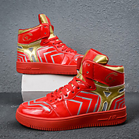 Unisex Sneakers Casual Daily Walking Shoes PU Breathable Non-slipping Wear Proof Black Red Silver Fall