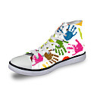 Unisex Sneakers Flat Heel Round Toe Casual Basic Daily Canvas Walking Shoes Black / Red White Black